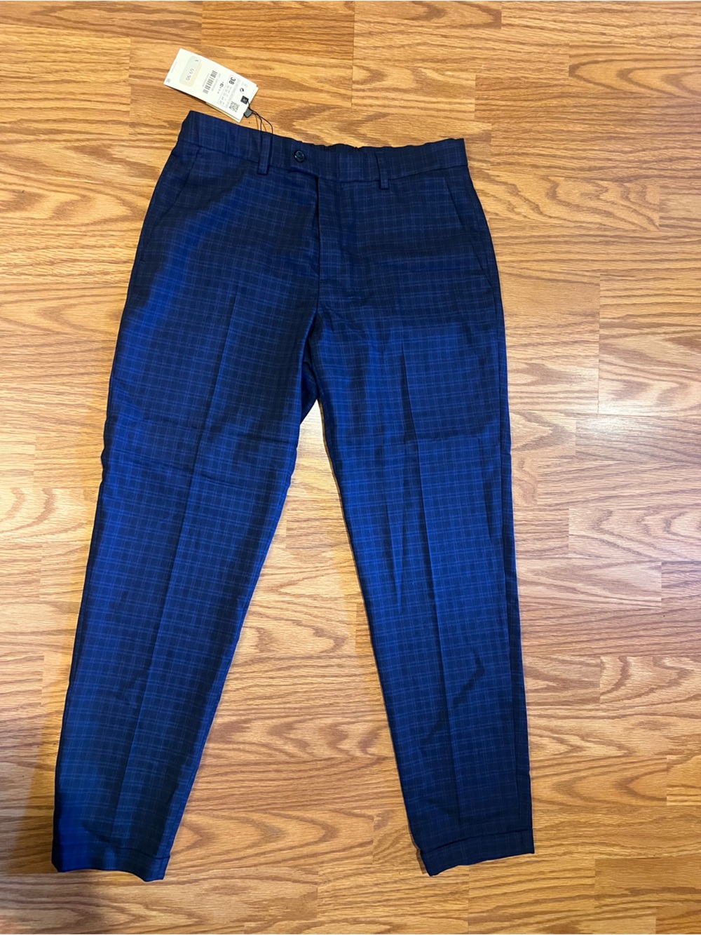 Zara Men's Blue Plaid Dress Pants
